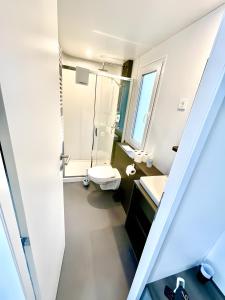 a bathroom with a toilet and a sink at Greilitz 23 in Gailitz +64 photos
