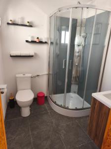 a bathroom with a shower and a toilet at La maison du 116 in Gravelines +13 photos