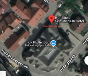 a map of a city with a red heart at Hotel gold Self-Check-In-Hotel Pfullendorf in Pfullendorf