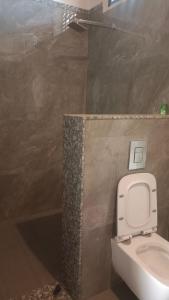 a bathroom with a white toilet in a stall at Lodha Heritage in Ajmer
