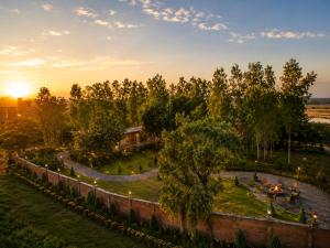 an aerial view of a park at sunset at Hotel Grand Lucent Mathura-Vrindavan in Gokul