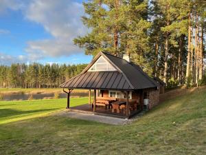 a gazebo on a hill in a field at Tabina puhkemaja in Tabina