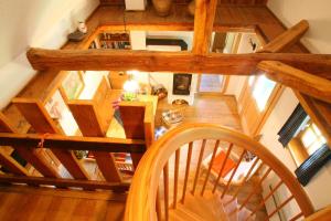 an overhead view of a staircase in a house at Kellerstöckl Leitner in Strem