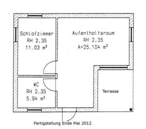 a floor plan of a bathroom with a toilet at kleines Ferienhaus am Feldrand in Malchow