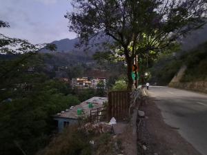 a street with a tree on the side of a road at Krishna palace in Pīpalkoti
