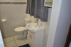 a small bathroom with a toilet and a sink at 3 Eden Sands in Kingsborough +7 photos