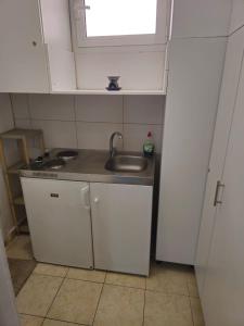 a small kitchen with a sink and a window at ΕΥΡΙΠΟΣ in Kritharia