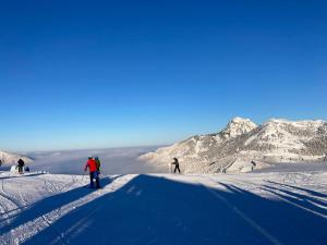 a group of people skiing on a snow covered mountain at Ferienwohnung Dehnert in Fischbachau