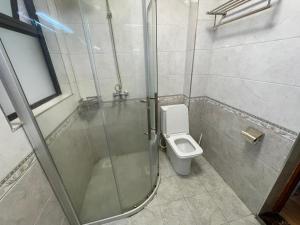 a bathroom with a shower and a toilet at Xenia Backpackers in Nairobi +15 photos