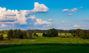 a view of a golf course with a green at Ferien_HAUS SEEOASE in Göhren-Lebbin
