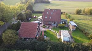 an aerial view of a house on a hill at Best of Kollmar - Apartment mit Terrasse für 2 Personen absolut ruhig in Kollmar