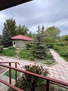 a view from the balcony of a house at Hotel Parus in Balykchy