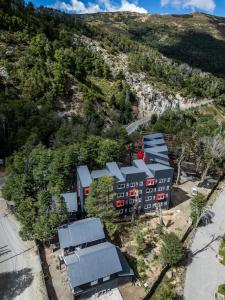 an aerial view of a building on a mountain at Edificios Refugio in Nevados de Chillan