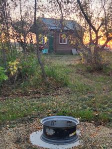 a bird bath in the yard of a house at COTC - The Grouse House - Suite in Castor