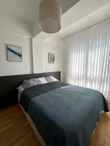 a bedroom with a large bed and a window at Hug and Fly Apartment in Skopje