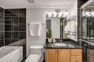 a bathroom with a toilet and a sink and a bath tub at Lakeview Condo Flats Parking Gym in Cleveland +64 photos