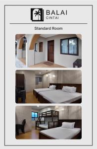 two pictures of a hotel room with a bed at Balai-Cintai Beach Resort in Castañas +17 photos