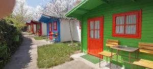 a row of colorful houses on a street at Casa Didi in Vama Veche +29 photos