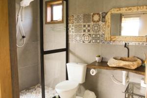 a bathroom with a toilet and a mirror at Casa Aroni - 1300m altitude in Extrema +48 photos