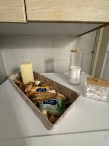 a tray of food sitting on top of a counter at Belle Elle Villa in Drymon +28 photos