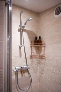 a shower with a basketball hoop in a bathroom at Le Repaire d'Argenson in Bergerac +20 photos