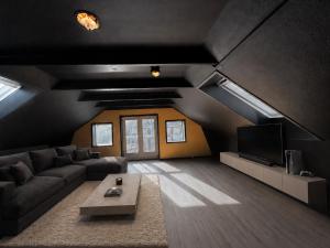 a living room with a couch and a tv at 4SEASONS - Amber Spring Suite in Aalborg +3 photos