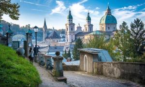 a view of a city with a group of buildings at Mozart Salzburg Residence in Salzburg