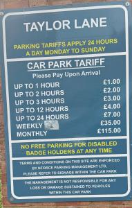 a sign for a car park trolley lane at The Forgate exchange in Worcester
