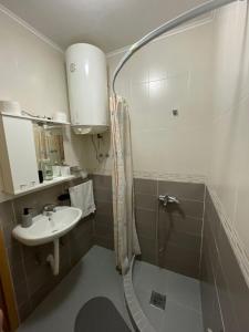 a bathroom with a sink and a shower at Apartments Marash in Kotor +16 photos