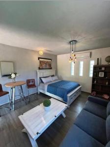 a bedroom with a bed and a table and a couch at Tropical Oasis in San José del Cabo +20 photos