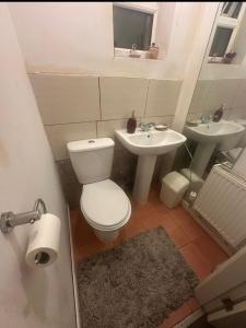 a bathroom with a toilet and a sink at Quiet Nest 2 in Coventry