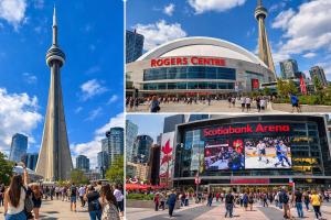 a collage of photos of the toronto coliseum at Downtown Toronto CN tower Condo in Toronto
