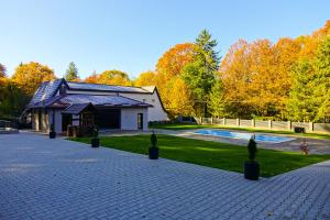 a house with a swimming pool in a yard at Dey Villa, Valea Avrigului, Transilvania in Avrig