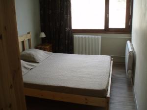 a bedroom with a bed in a room with a window at Le Bec Rouge in Tignes
