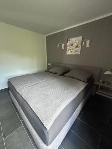 a bedroom with a large bed in a room at Wohnung mit Gartenblick in Hofgeismar