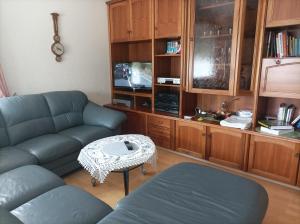 a living room with a couch and a table at Appartement Draublick in Unterpudlach