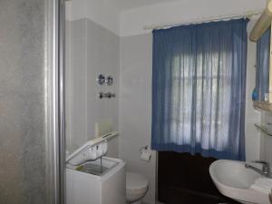 a bathroom with a white toilet and a sink at Luv in Althagen