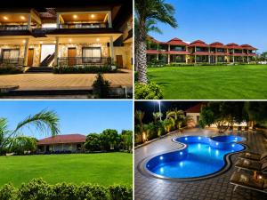 a collage of photos of a house and a swimming pool at Vijay Vilas by Arow Hotels and Resorts in Pushkar