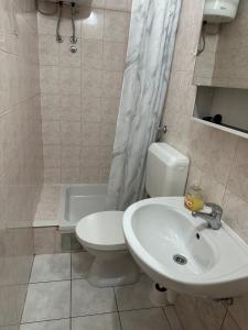 a bathroom with a sink and a toilet and a tub at Apartments Matic Vodice in Vodice +20 photos