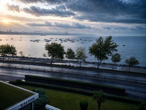 a view of a river with boats in the water at Kalyon Hotel Istanbul in Istanbul