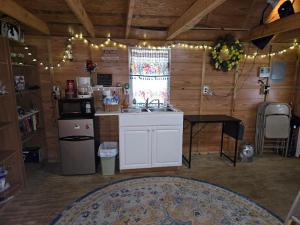 a kitchen with a sink and a stove and a window at The Whip-o-Will in Moss Point
