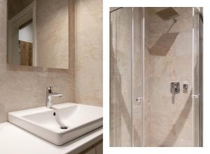 a bathroom with a sink and a shower at Studio Rimini 523, Kotor in Kotor