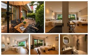 a collage of four pictures of a house at Common Living Iconsiam in Bangkok