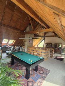 a pool table in the middle of a room at villa deloro in Orbey