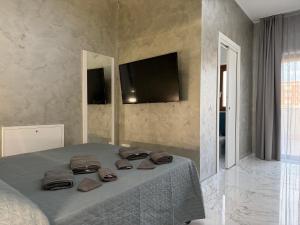 a bedroom with a bed with a television on the wall at B&B Luxury Room e Spa in Apricena