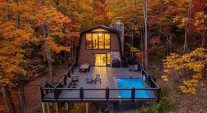 an overhead view of a house with a pool at Soakin Up The Views in Gatlinburg