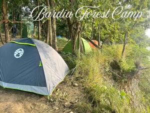 a tent sitting on the side of a field at Bardia Forest Camp in Bardiyā
