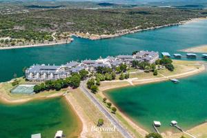 an aerial view of a resort near the water at Cozy Enclave Bursting with Amenities in Lago Vista
