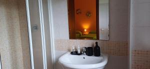 a bathroom with a sink and a mirror and a shower at Bed & Breakfast Valeri in Artena +41 photos