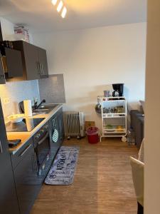 a small kitchen with a sink and a counter at Helle Wohnung in Fürth in Fürth